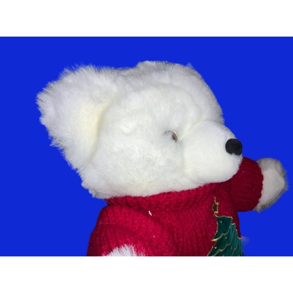 Holiday K-MART Christmas Plush White Teddy Bear 1997 RED Sweater - Picture 11 of 13